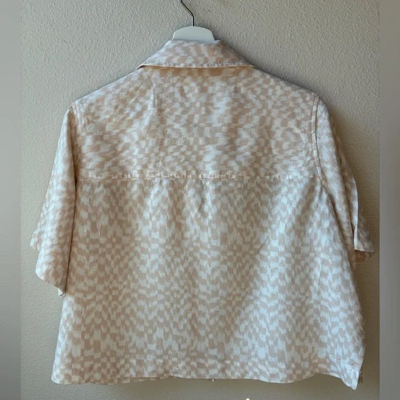 EUC Universal Thread Oversized Linen Blend Cropped Button Up in Cream (Size:S) - Picture 10 of 10